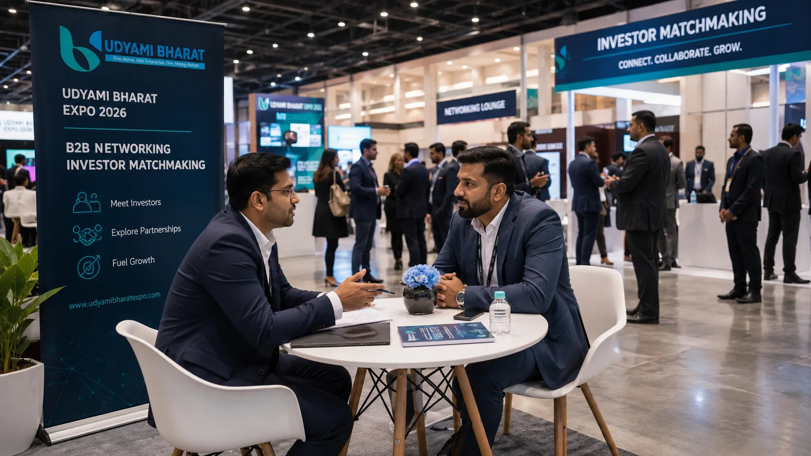 Business buyers, exhibitors and decision makers meeting at an expo