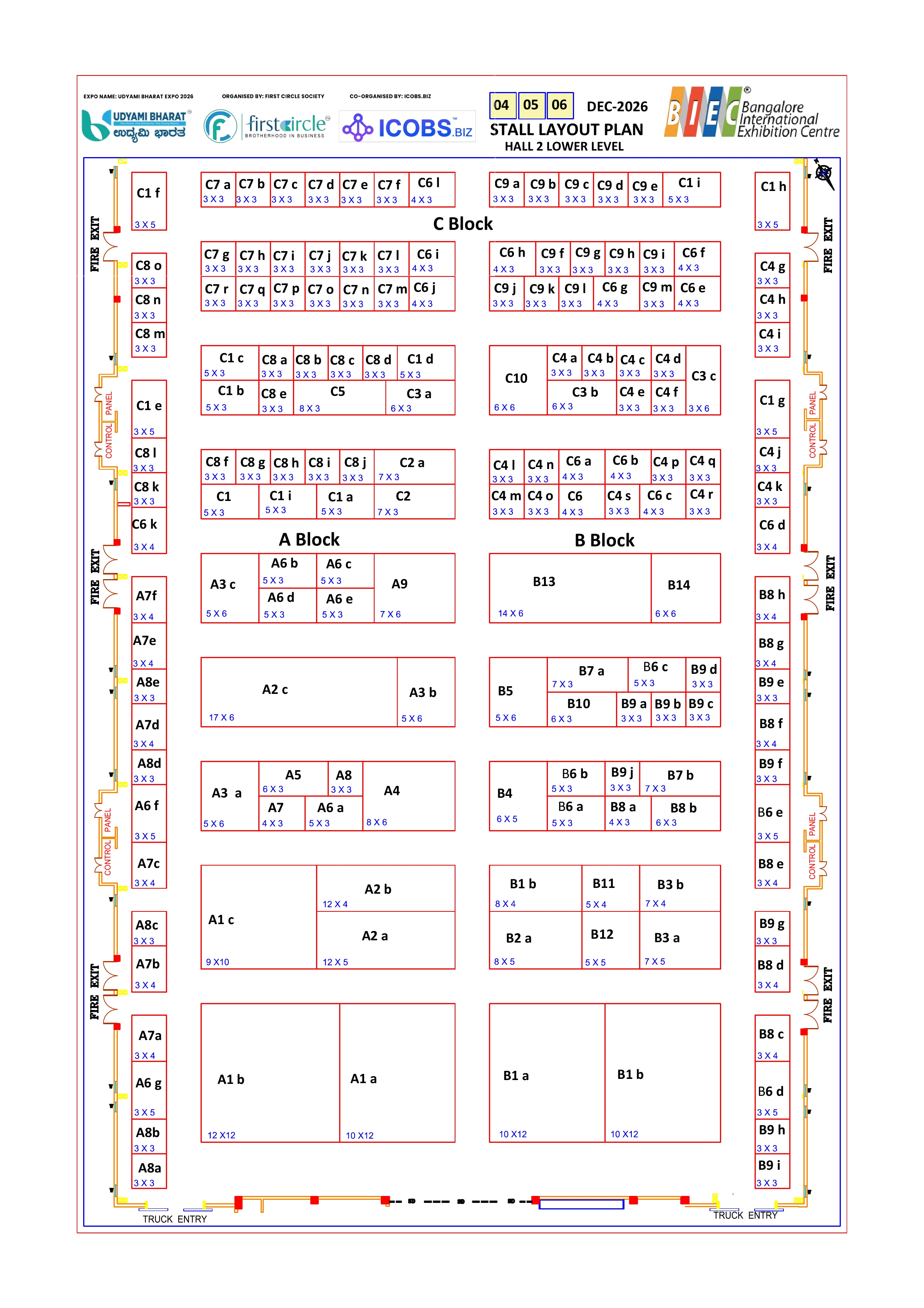 Udyami Bharat Expo 2026 MSME A Block B Block and C Block stall floor plan